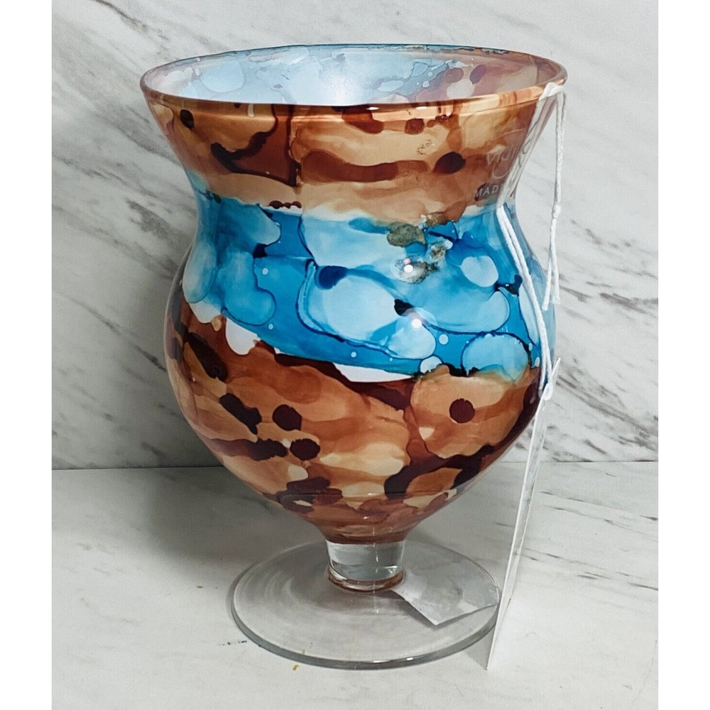 Didi Glass Naples Italian Hand Made Glass Vase NWT 6” Tall Mediterranean…